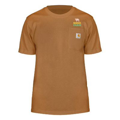 Custom full color logoed Carhartt brown short-sleeve t-shirt.