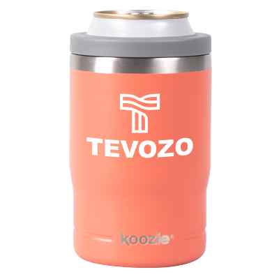 Metal coral slim can cooler with custom imprint.