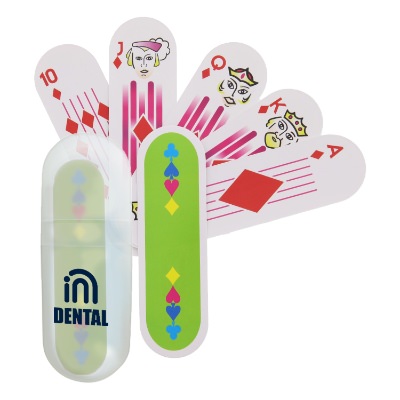 Clear plastic card case with a personalzied imprint.