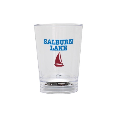Arcylic clear shot glass with custom full-color imprint in 1.25 ounces.