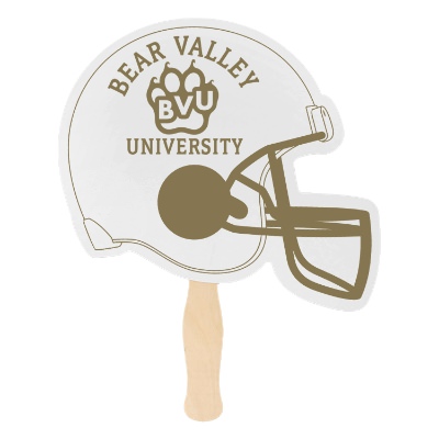 White paper hand fan with a personalized imprint