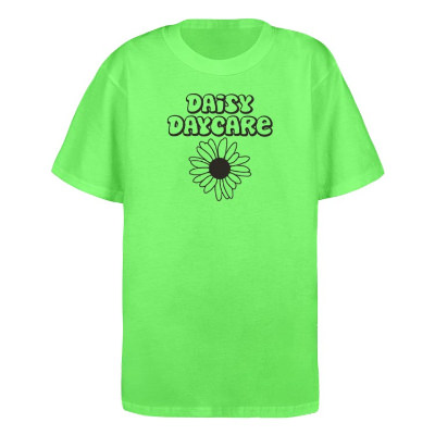 Neon green youth custom imprinted short sleeve shirt.