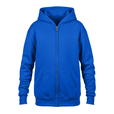 Blank light blue youth full-zip sweatshirt.