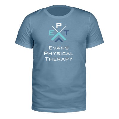 Full color steel blue custom printed t-shirt.