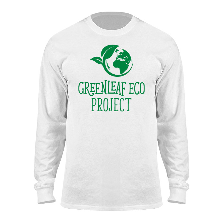 Personalized white long-sleeve cotton t-shirt.