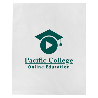 White poly mailer bag with a personalized logo.