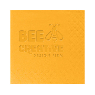 3Ply tissue school bus yellow debossed cocktail napkins custom imprint.