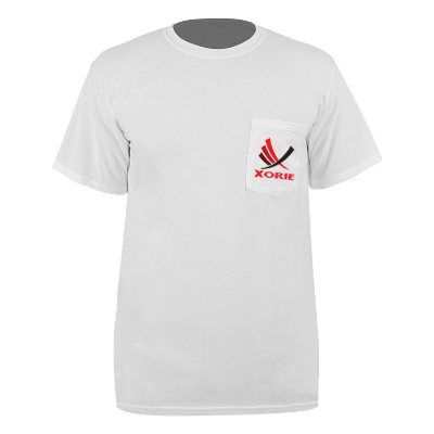 Customized white full color short sleeve t-shirt.
