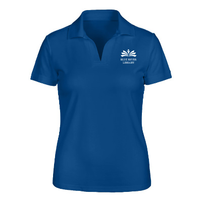 Personalized blue performance ladies' plaited polo