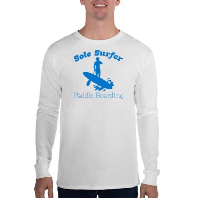 White long sleeve tee with custom logo.
