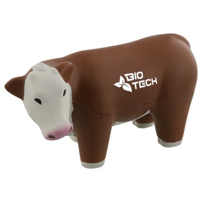 Foam brown steer stress reliever with custom logo.
