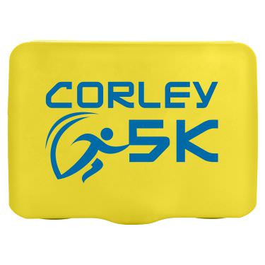 Plastic yellow first aid kit with a custom imprint.