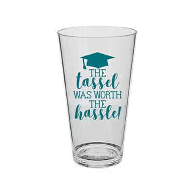 Acrylic clear beer glass with custom logo in 16 ounces.