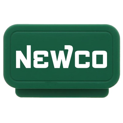 Plastic green webcam cover with a custom imprint.