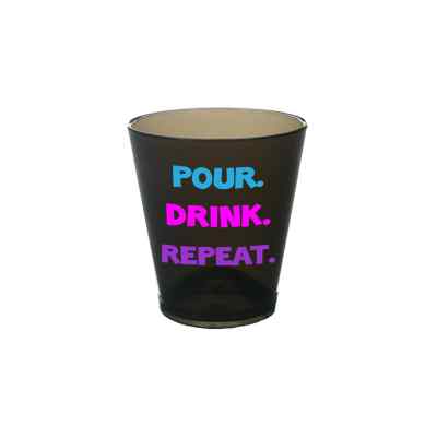Arcylic blue shot glass with custom full-color imprint in 1.5 ounces.