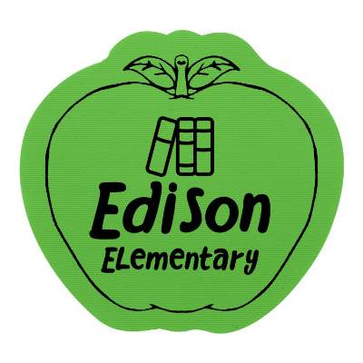 5-in. lime green apple rubber jar opener with custom printed logo.