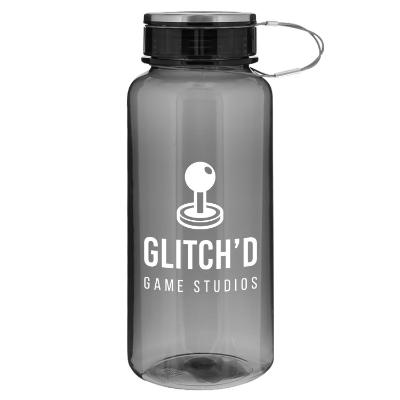 Graphite plastic bottle with custom logo.