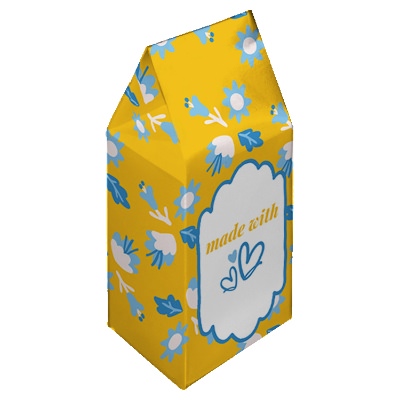 White box with a customized logo.
