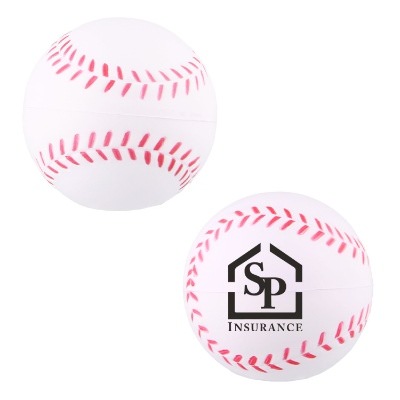 White foam stress ball with a custom logo.