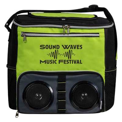 Lime speaker cooler with custom logo.