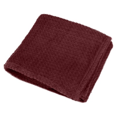 Cozy maroon plush blanket.