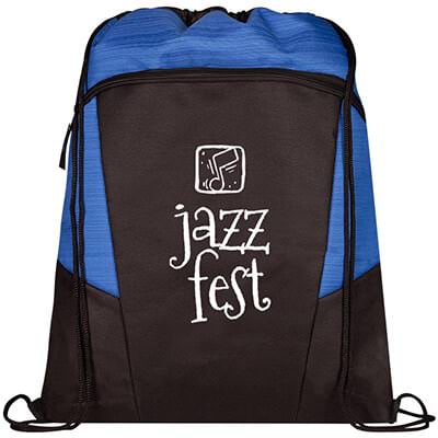 Polyester royal blue regal heathered drawstring with logo.