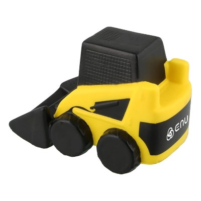 Black with yellow foam stress ball with a custom logo.