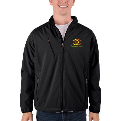 Black zip up full color custom jacket.