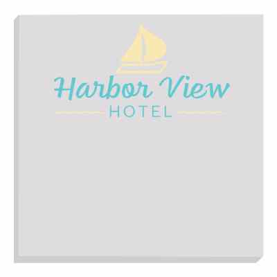4x4 inches adhesive pad with full color imprint.