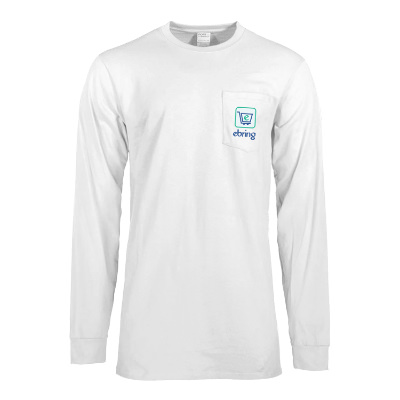 White long sleeve t-shirt with custom full color imprint.