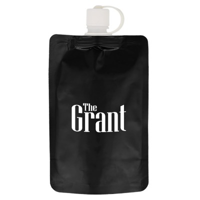 Black flask with custom imprint in 7 ounces.