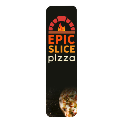 White paper bookmark with a custom logo.