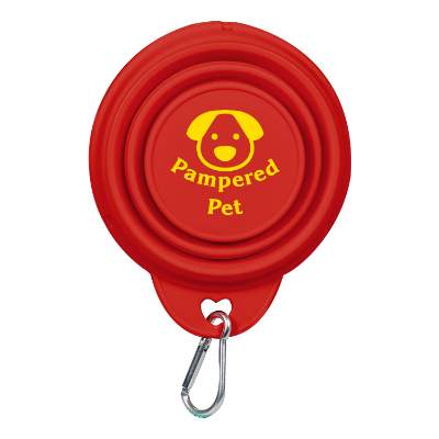 4 inch pet collapsi silicone bowl with custom promotional logo.