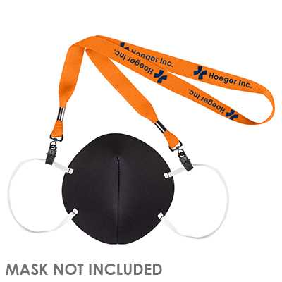3/4 inch neon blue grosgrain polyester custom mask lanyard with double bulldog clips.