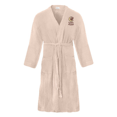 Stone cotton robe with custom embroidered logo.