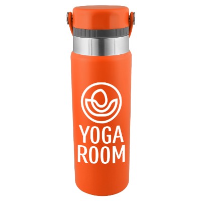 Orange sports bottle with custom logo in 25 oz.