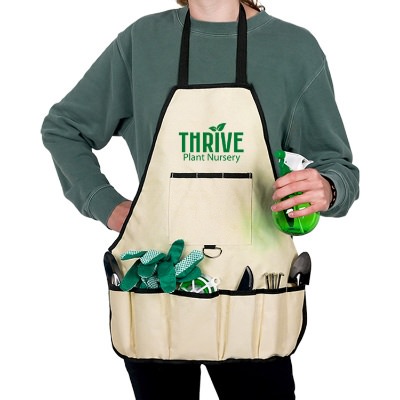 Custom tan garden apron set.