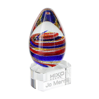 Glass award with custom laser engraved imprint.