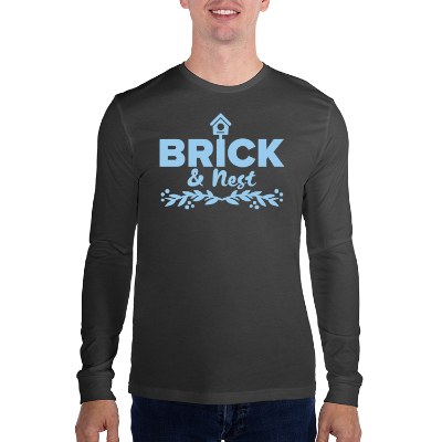 Customized logo on charcoal long sleeve t-shirt.