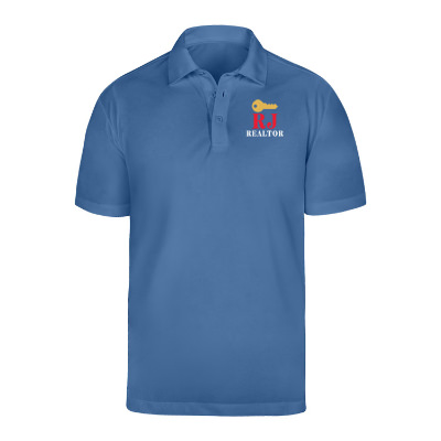 Custom carolina blue polo with full color logo.