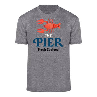 Grey heather t-shirt with personalized full color logo.