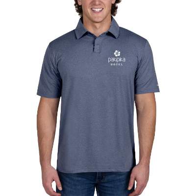 Custom blue men's stretch polo