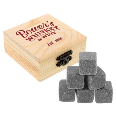 Stainless ice cube with custom logo.