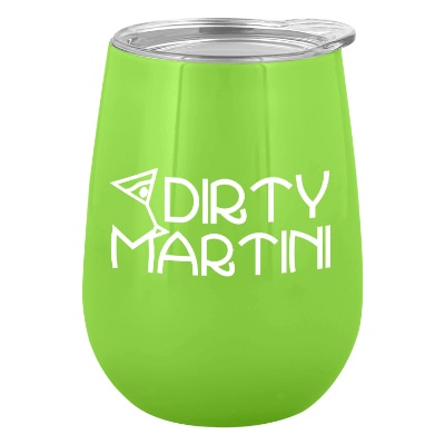 Lime wine tumbler with custom logo.