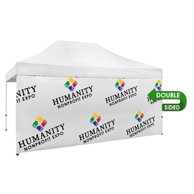Full-color 15-ft. tent wall with custom imprint.