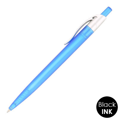 Translucent pen with silver trim.