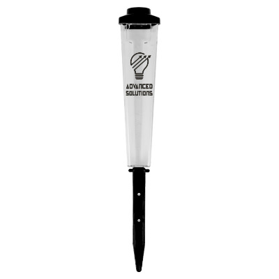 Plastic orange custom rain gauge.
