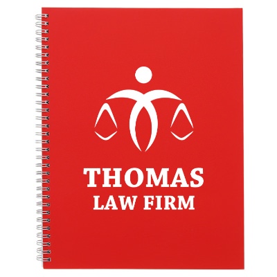 Red FSC mix remark notebook with a custom logo.
