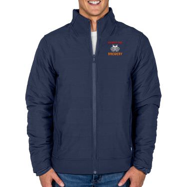 Embroidered customized blue mens jacket.
