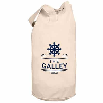 Natural cotton heavy boat tote with imprinted logo.